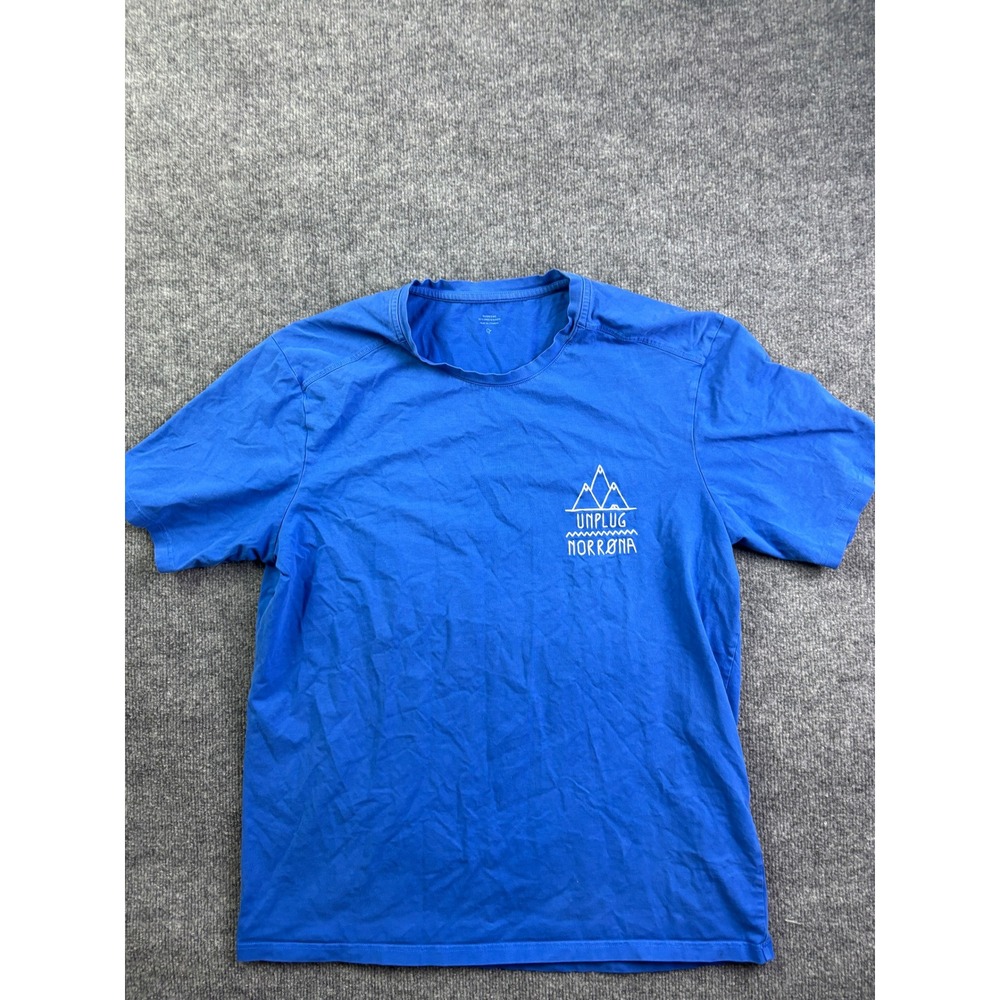 Norrona Unplug T-Shirt Mens XL Blue Mountain‎ Graphic Short Sleeve Tee